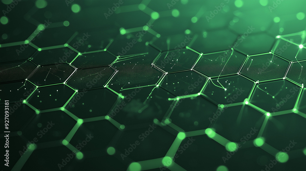An abstract, high-tech background with a matrix of nature integrated into a grid of hexagons and triangles. metallic texture with illuminated veins, and the geometric shapes are interconnected with th An abstract, high-tech background with a matrix of nature integrated into a grid of hexagons and triangles. metallic texture with illuminated veins, and the geometric shapes are interconnected with th