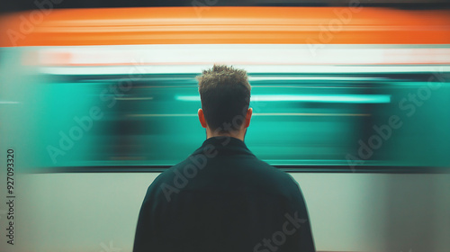 A person frozen in time as everything around them blurs into motion, representing the feeling of being stuck while the world moves on.