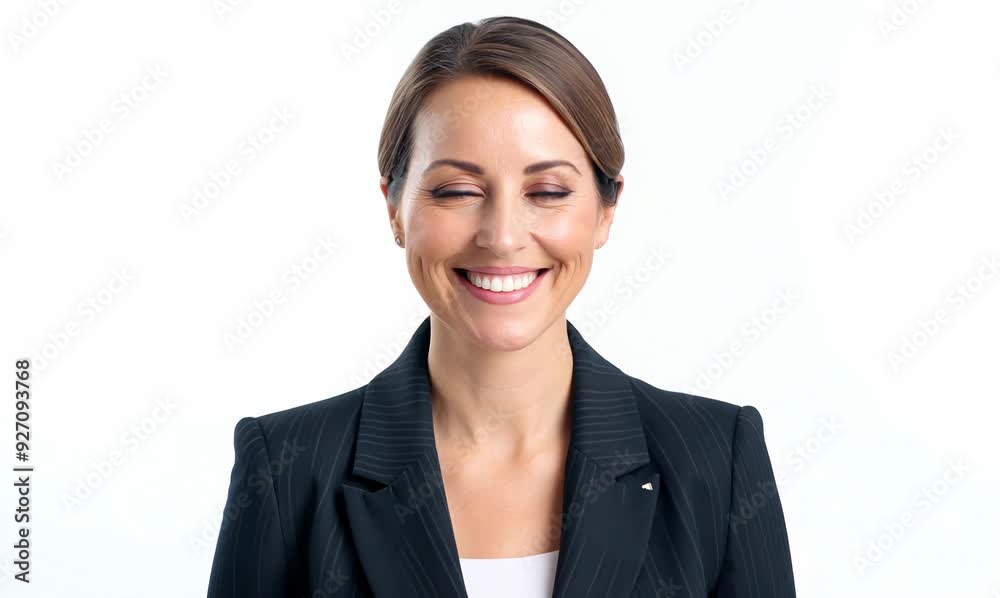 Portrait of a smiling businesswoman looking at the camera on white background Portrait of a smiling businesswoman looking at the camera on white background