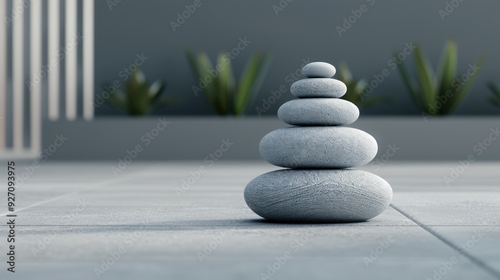 Serene Stack of Smooth Stones in a Minimalist Zen Garden for Mindfulness and Meditation Serene Stack of Smooth Stones in a Minimalist Zen Garden for Mindfulness and Meditation
