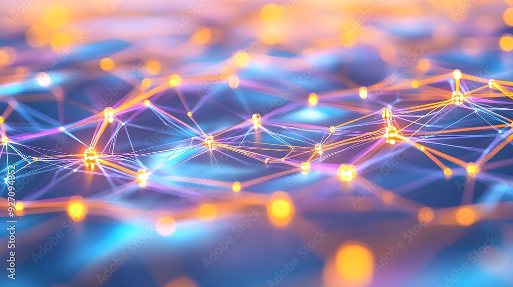Abstract Network Connection with Glowing Lights Abstract Network Connection with Glowing Lights