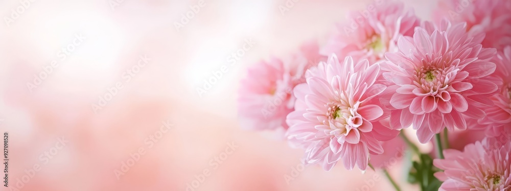  A vivid close-up of pink blossoms in a vase against a soft pink backdrop, with a gently blurred background