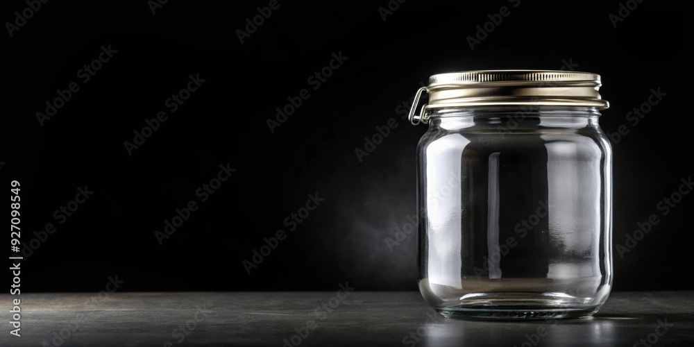 Jar on a black background, glass, container, empty,dark, isolated, storage, object, sleek, minimalist, shiny Jar on a black background, glass, container, empty,dark, isolated, storage, object, sleek, minimalist, shiny