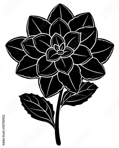 Kalanchoe flower in a pot silhouette vector illustration 
