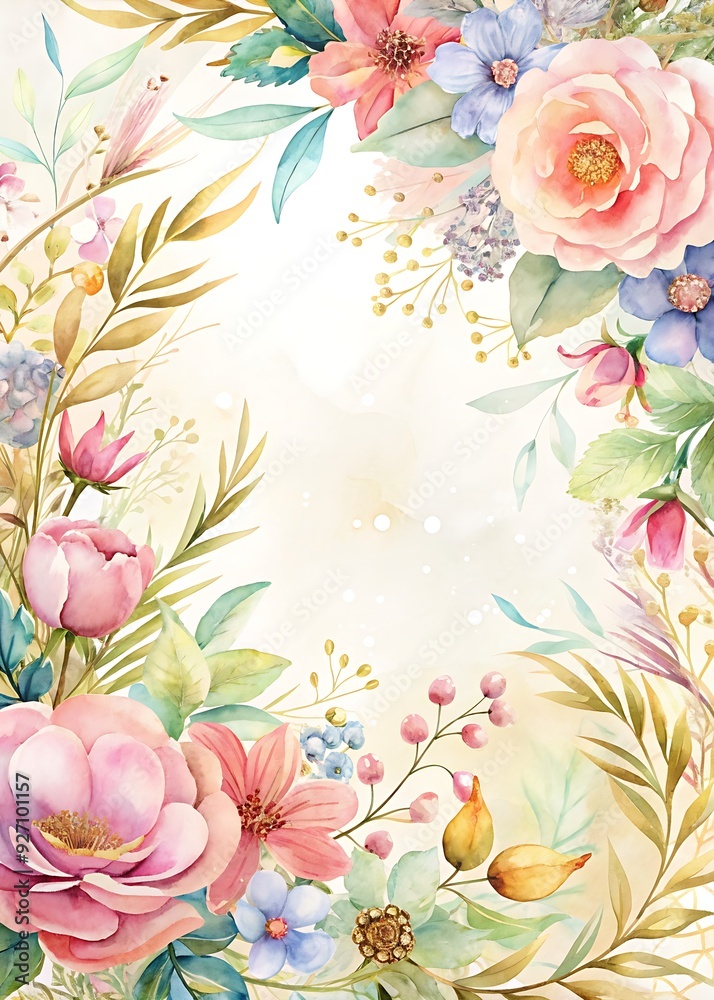 Floral-Themed Holiday Card with a Background of Blooming Flowers. Holiday. Card. Flowers. Background. Floral Floral-Themed Holiday Card with a Background of Blooming Flowers. Holiday. Card. Flowers. Background. Floral