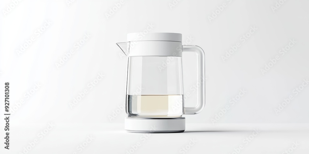 3D single icon of an electric kettle with a transparent water level indicator, symbolizing convenient kitchen appliances, isolated on a white background 3D single icon of an electric kettle with a transparent water level indicator, symbolizing convenient kitchen appliances, isolated on a white background