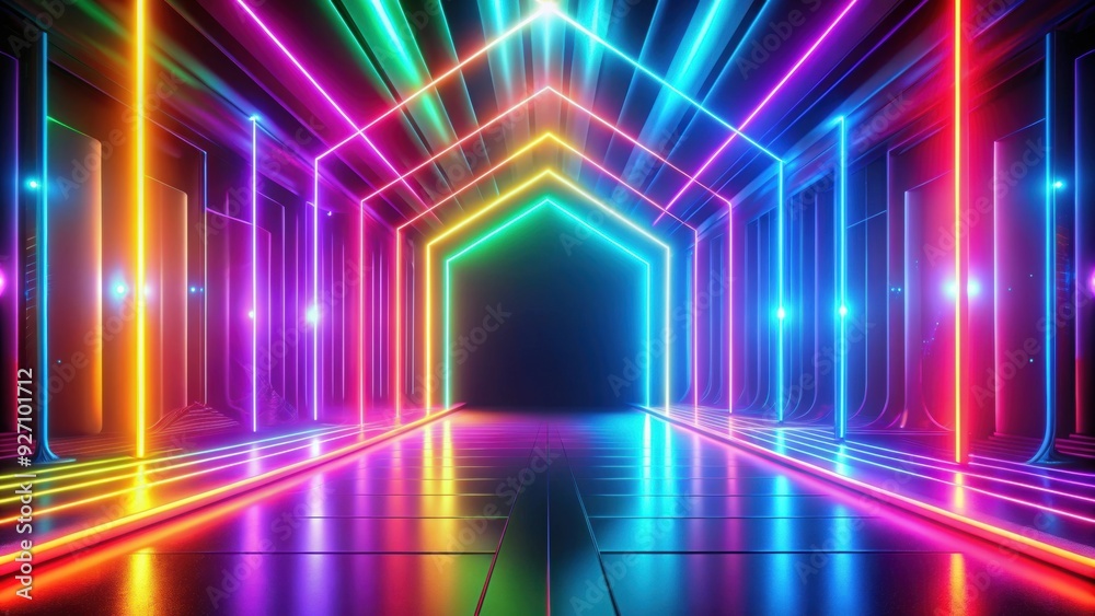 Fototapeta premium Abstract neon background with vibrant colors glowing, perfect for a bright wallpaper , neon, abstract, background, vibrant