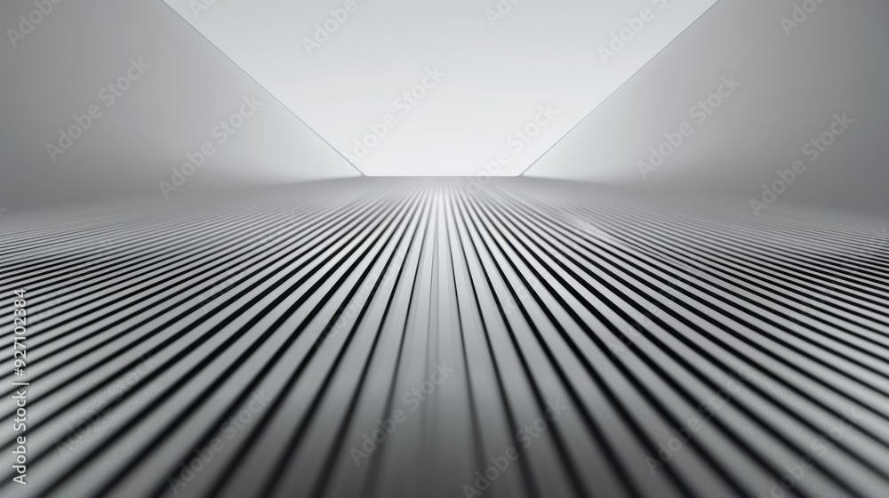 The image shows a close-up view of a metallic surface, composed of parallel, ridged lines that recede into the distance, creating a sense of depth. The surface is illuminated from above, casting soft The image shows a close-up view of a metallic surface, composed of parallel, ridged lines that recede into the distance, creating a sense of depth. The surface is illuminated from above, casting soft