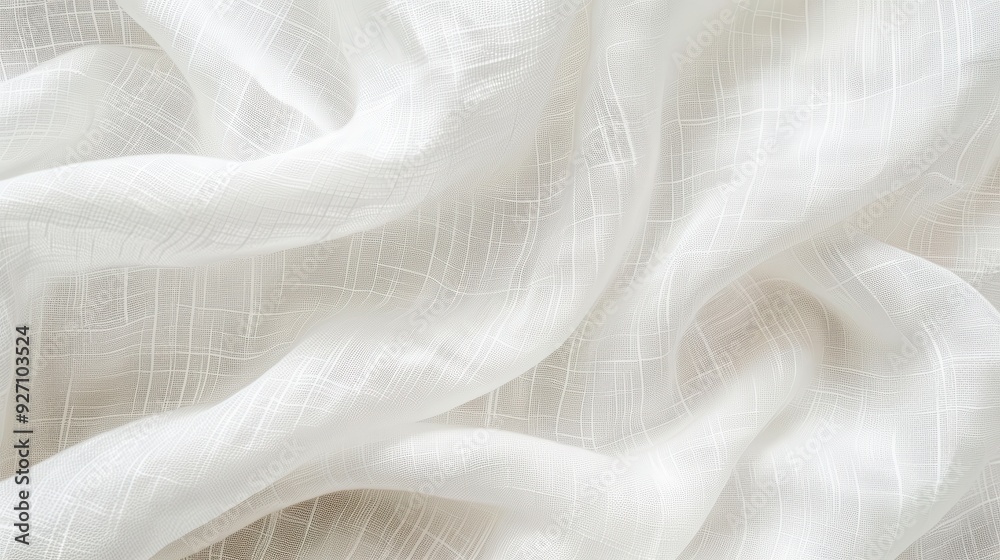 A close-up image of a white linen fabric with a woven texture. The fabric is crumpled and draped, showcasing the subtle details of the weave. The soft light illuminates the fabric's intricate pattern, A close-up image of a white linen fabric with a woven texture. The fabric is crumpled and draped, showcasing the subtle details of the weave. The soft light illuminates the fabric's intricate pattern,