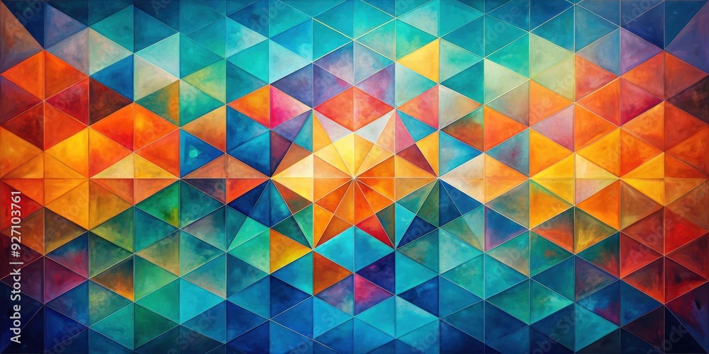 Fototapeta premium Geometric abstract painting background , art, shapes, colors, modern, design, texture, vibrant, contemporary, creative