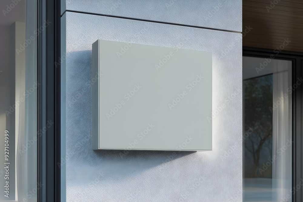 Blank Square Wall Sign Mockup with Realistic Architectural Background Blank Square Wall Sign Mockup with Realistic Architectural Background