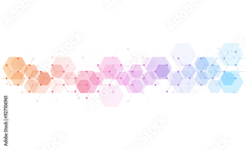 Abstract hexagonal background. Molecular structure and genetic engineering. Innovation technology. Used for design healthcare, science and medicine background