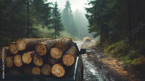 tree trunk logs loaded on a truck