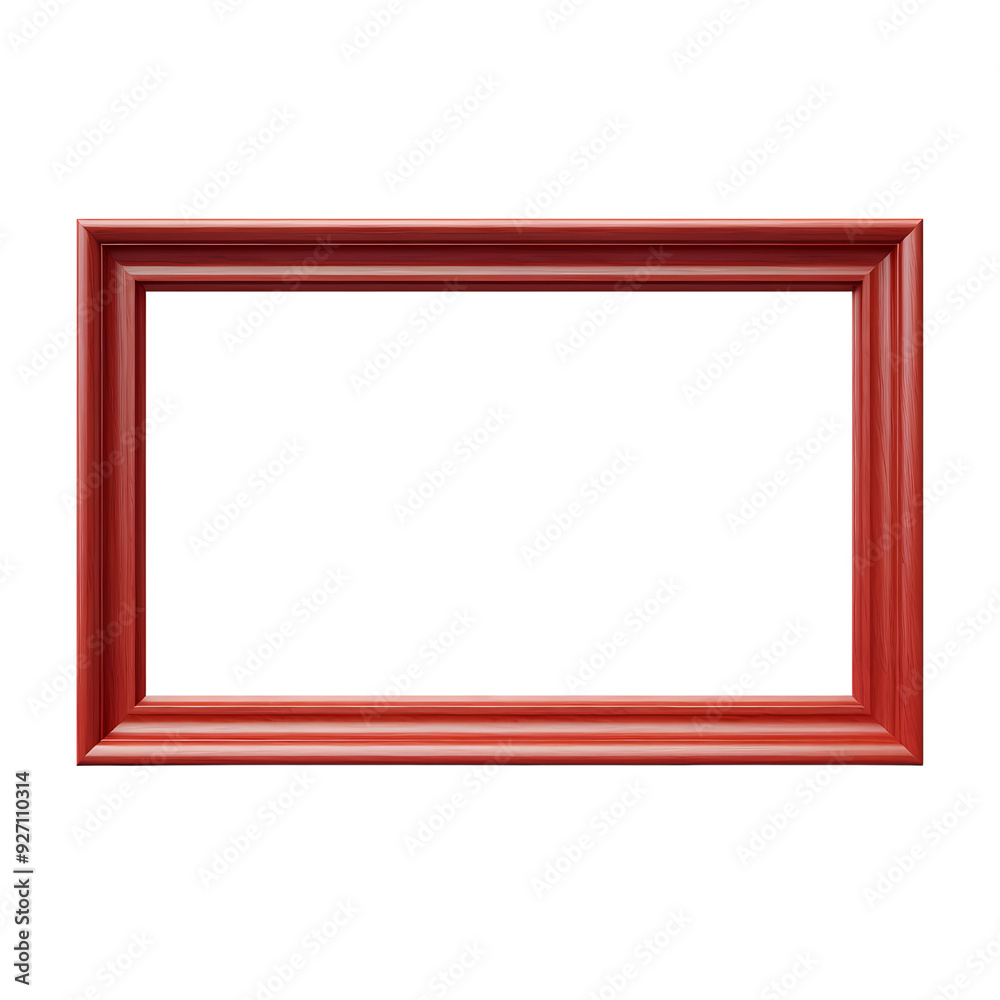 A simple red wood picture frame isolated on a black background. A simple red wood picture frame isolated on a black background.