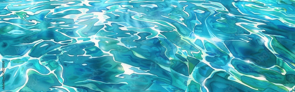 The image shows a close-up view of the surface of blue water, with sunlight reflecting off the ripples and creating a pattern of light and dark areas. The image shows a close-up view of the surface of blue water, with sunlight reflecting off the ripples and creating a pattern of light and dark areas.