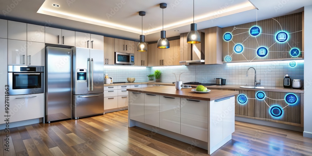 Smart Kitchen With Appliances Connected To The Internet Of Things