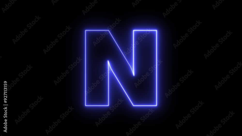 Alphabets N neon animation, Capital alphabets neon light blue color Alphabet N, Neon Glowing letter on black background, 4k video Alphabets N neon animation, Capital alphabets neon light blue color Alphabet N, Neon Glowing letter on black background, 4k video