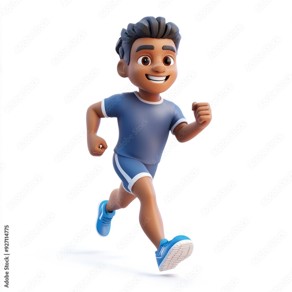 3D cartoon, a male runner athlete. on a solid white background 3D cartoon, a male runner athlete. on a solid white background