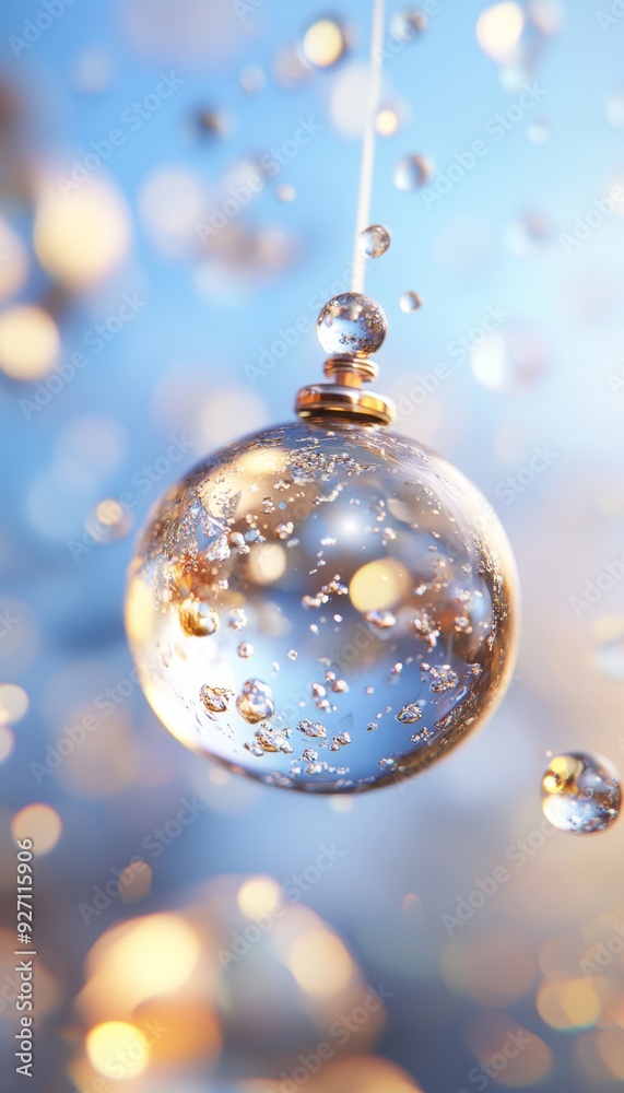 A sparkling crystal ornament hangs gracefully, reflecting light and creating a magical ambiance for festive celebrations. A sparkling crystal ornament hangs gracefully, reflecting light and creating a magical ambiance for festive celebrations.