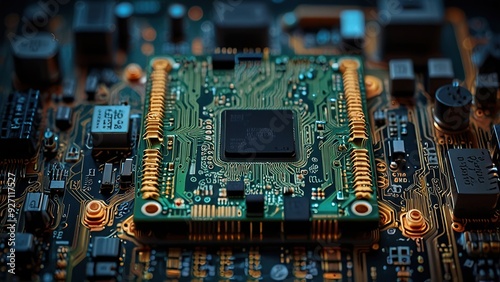 Free Photo secure connection or cyber security service concept of compute  motherboard CPU closeup 	
 photo