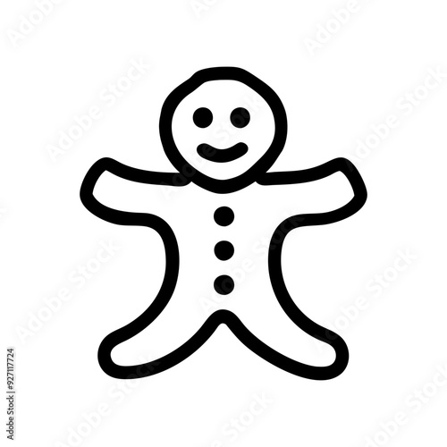 Gingerbread man hand draw outline icon