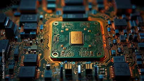 Free Photo secure connection or cyber security service concept of compute  motherboard CPU closeup 	
 photo