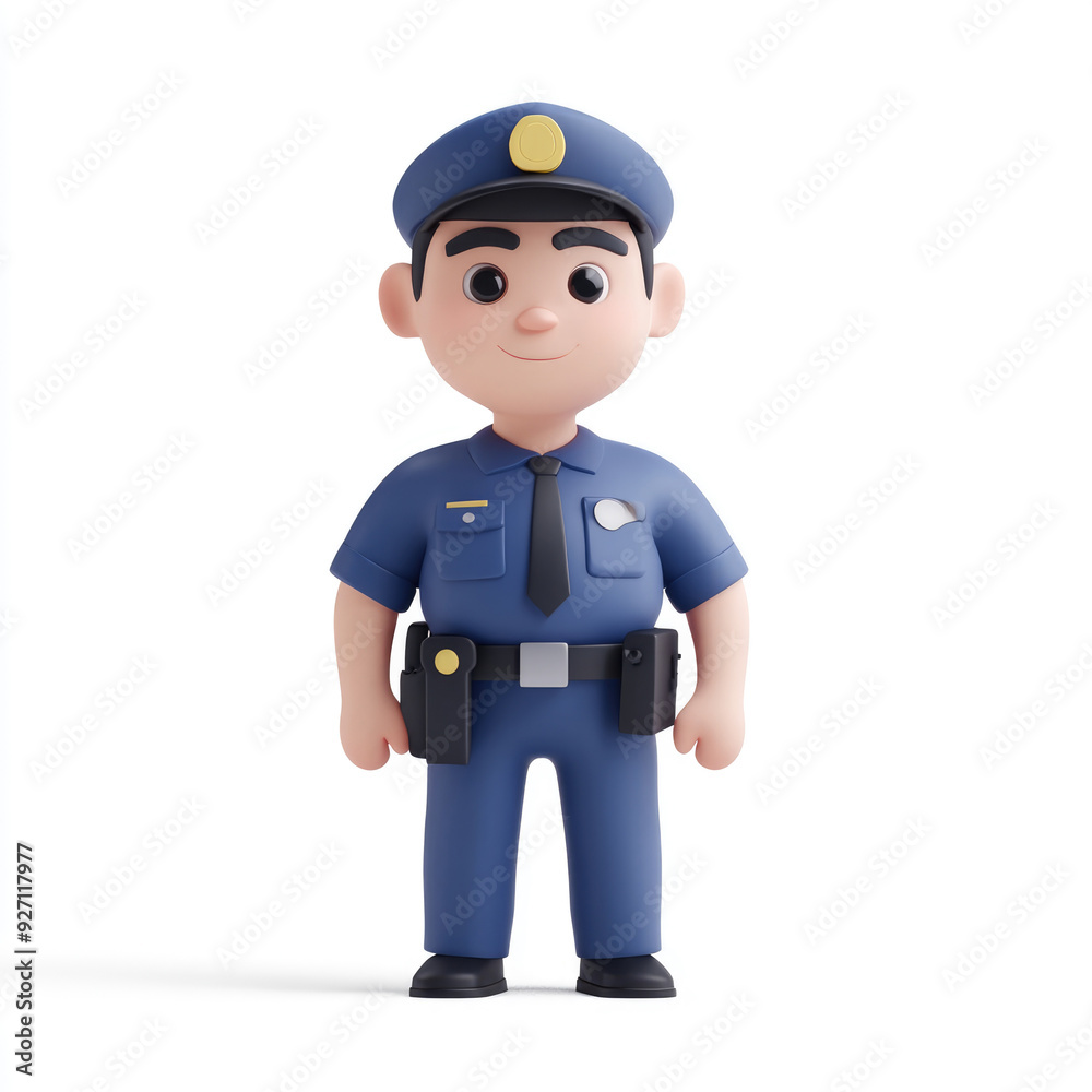 3D cartoon, a male security uniform. on a solid white background 3D cartoon, a male security uniform. on a solid white background