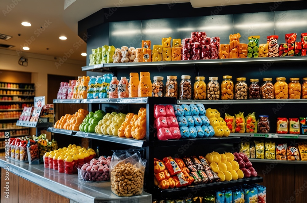 PENANG, MALAYSIA - 5 JULY 2024: Various selections of local and imported confectionery display on shelf in Mercato Grocery store PENANG, MALAYSIA - 5 JULY 2024: Various selections of local and imported confectionery display on shelf in Mercato Grocery store