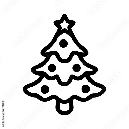 Christmas tree hand draw outline icon