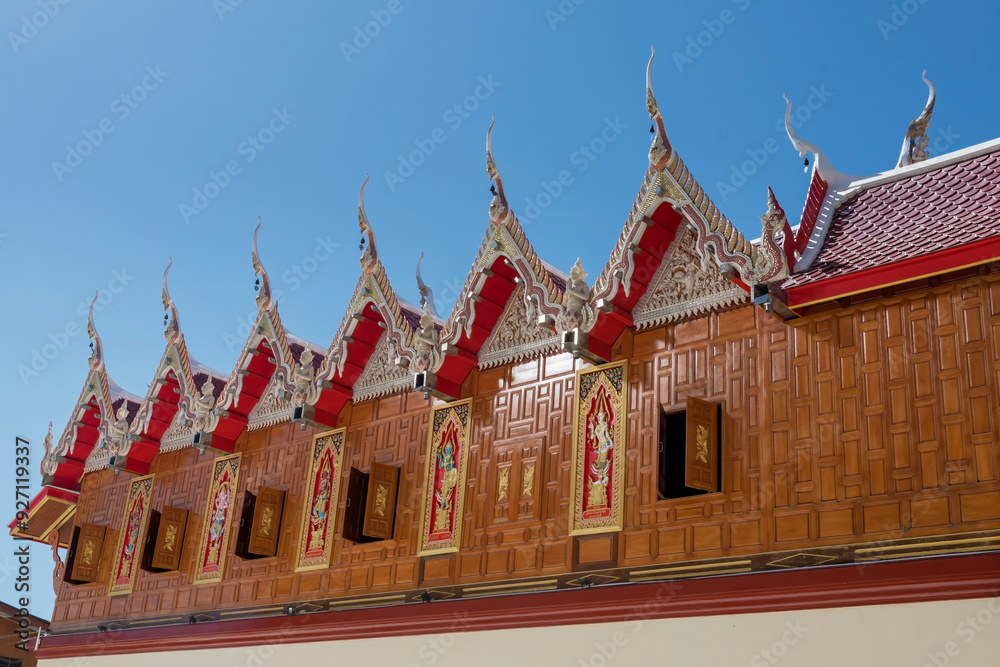Monk home against blue sky at Wat Khoi, Phetchaburi, Thailand Monk home against blue sky at Wat Khoi, Phetchaburi, Thailand