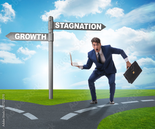 Photography Concept of choice between growth and stagnation