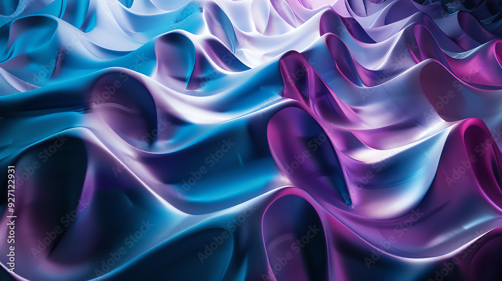 Obraz premium A close-up of draped, wavy fabric in shades of purple and blue.