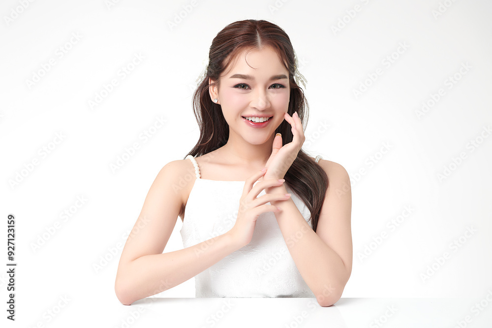 Beautiful young asian woman with clean fresh skin on white background, Face care, Facial treatment, Cosmetology, beauty and spa, Asian women portrait. Beautiful young asian woman with clean fresh skin on white background, Face care, Facial treatment, Cosmetology, beauty and spa, Asian women portrait.