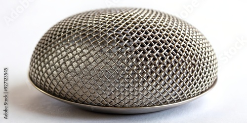 Metal mesh round item created with metal powder printer, printing, metal, innovation, technology, mesh