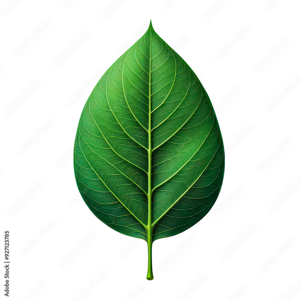 Green leaf isolated on transparent background, floral graphic design element, PNG Image