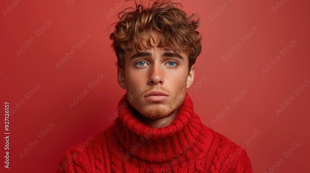 Young man showing frustration standing against a solid studio background Young man showing frustration standing against a solid studio background