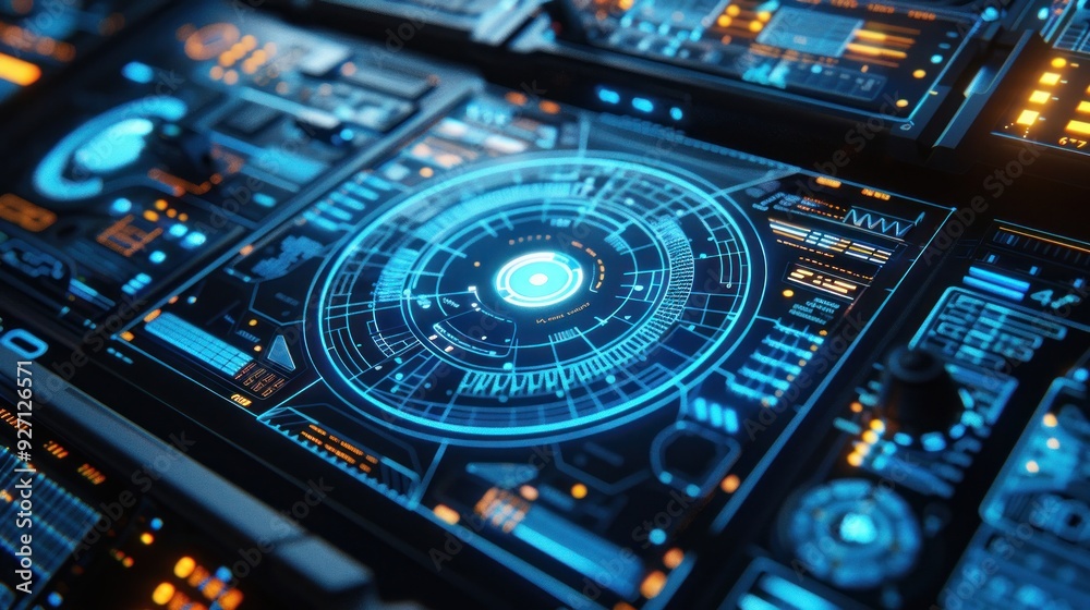 Futuristic Interface: A Close-Up View Futuristic Interface: A Close-Up View