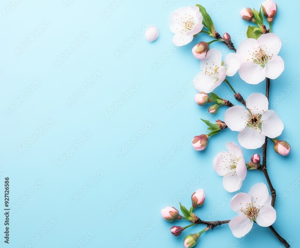 Pastel background with blossoming cherry flowers in spring Pastel background with blossoming cherry flowers in spring