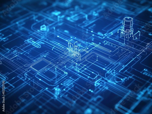 Blueprint of a smart grid, with a detailed layout of power generation, distribution, and storage systems Layout Engineering, Smart grid design