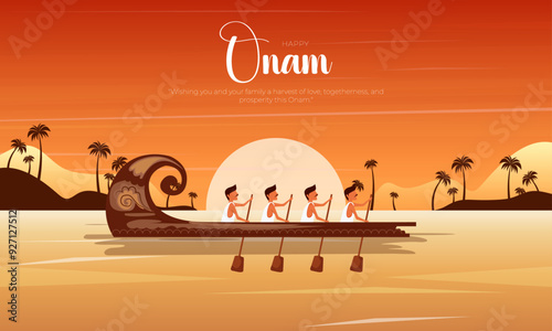 Happy onam Kerala boat race competition. abstract vector illustration design kerala fesival photo