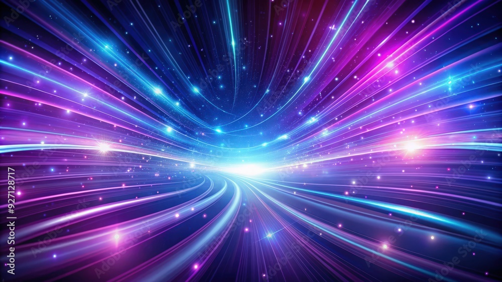 Obraz premium Beams of purple and blue light curving through space, light, beams, purple, blue, curved, futuristic, abstract, energy