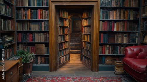 Secret Passageway in a Book-Filled Room