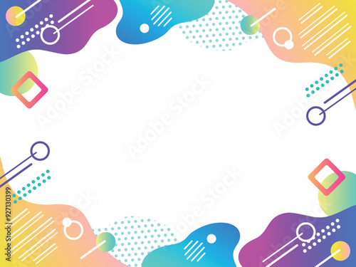 流体シェイプや幾何学模様のグラデーションのクリエイティブなフレーム背景　サイズ比率4:3　RGB