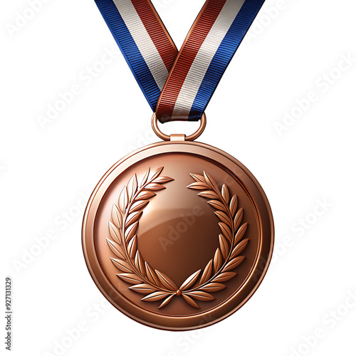 Realistic bronze medal isolated on transparent background photo