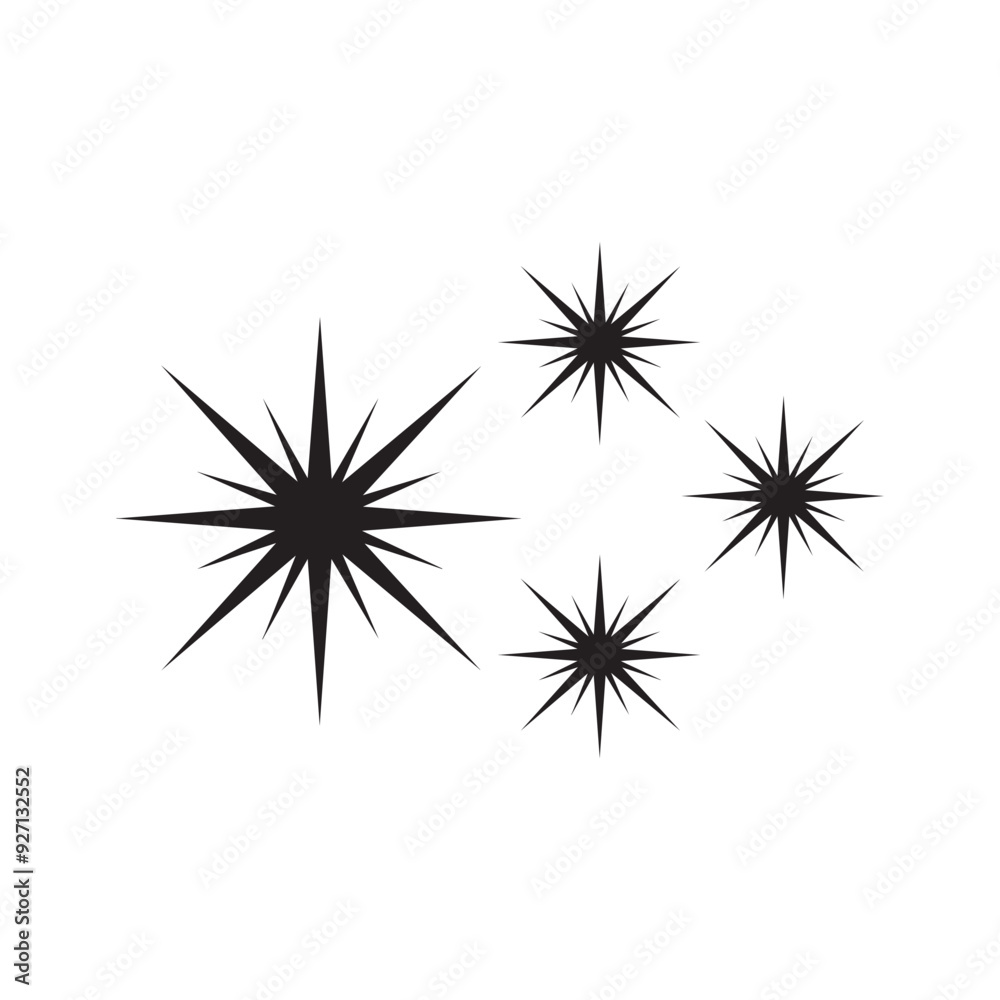 Fototapeta premium Sparkling Stars, Sparkle silhouette, Star clipart, Sparkle vector illustration