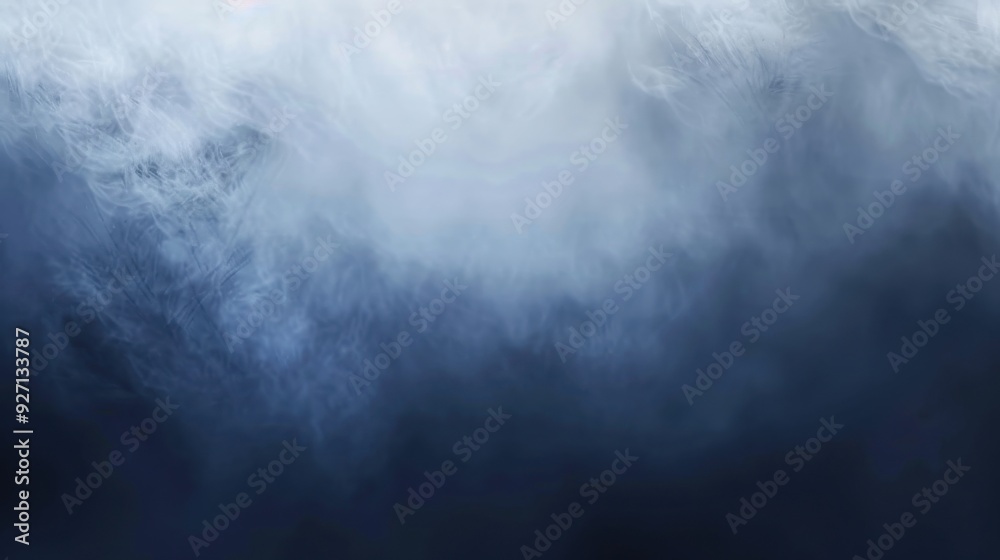 Obraz premium A thick fog rolls over a mountain ridge, obscuring the view. The clouds above are dark and heavy, suggesting an impending storm. The air is still and the silence is broken only by the sound of the win