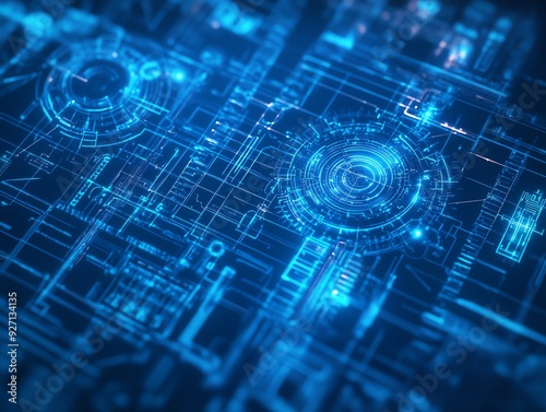 Conceptual blueprint of a machinery network, where interconnected machines communicate to optimize the entire production process Innovative Machinery, Machinery network