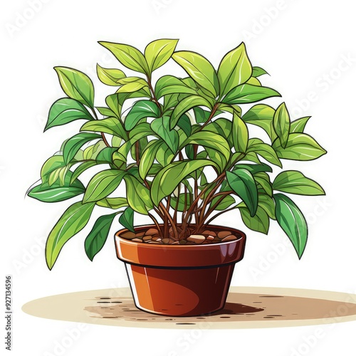 Vector Illustration of a Plant in a Decorative Pot