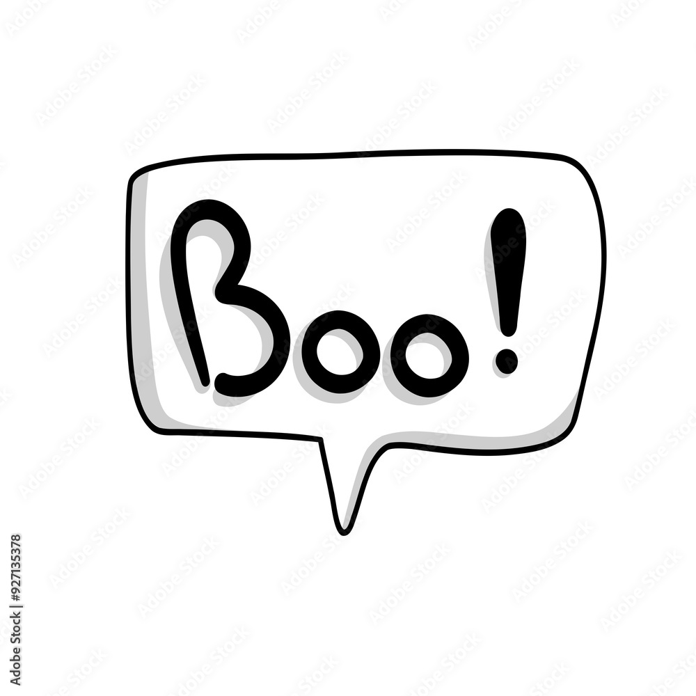 Boo! A popular Halloween phrase, a white phrase with shadows, a Boo! A popular Halloween phrase, a white phrase with shadows, a