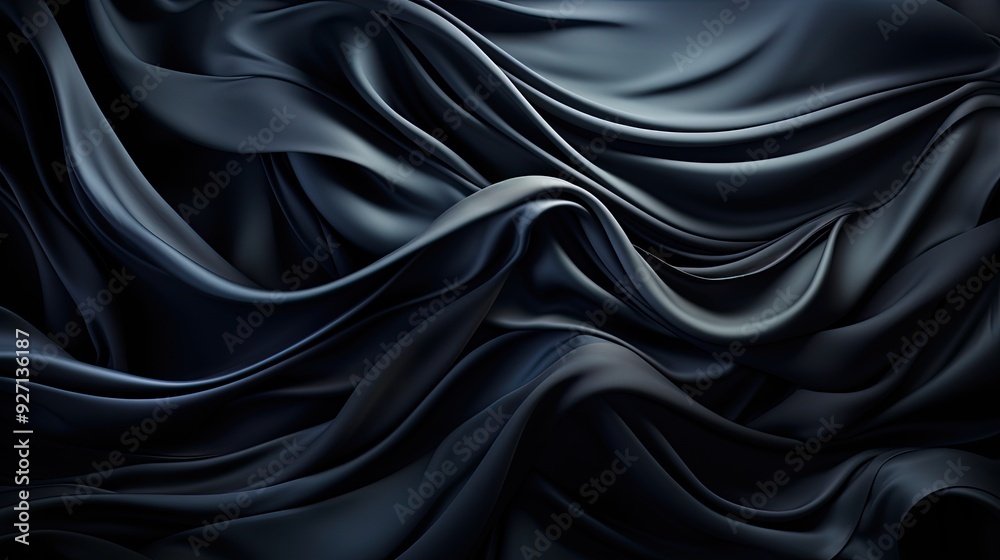 Fototapeta premium black textures wallpaper abstract 4k background silk smooth waves pattern modern 